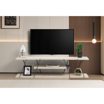 TV stolík  CANAZ béžový mramor/čierna 4