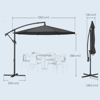 Slnečník CANTILE 2 sivá 6