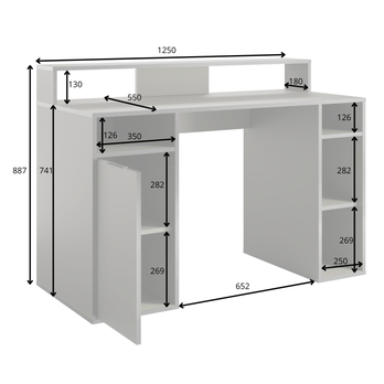 Písací stôl CARBON grafitová, šírka 125 cm 5