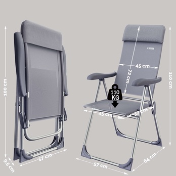 Záhradná stolička CARRY sivá, sada 2 ks 5