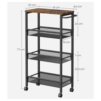 Regál na kolieskach  CART rustikálna hnedá/čierna 5