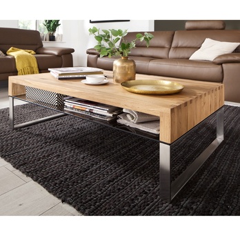 Konferenčný stolík CARTER 2 dub/oceľ/sklo 1