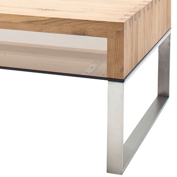 Konferenčný stolík CARTER 2 dub/oceľ/sklo 2