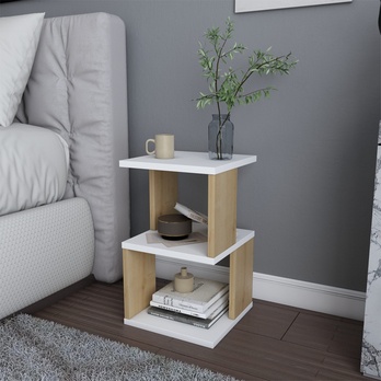 Nočný stolík CARTER biela/dub 1