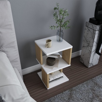 Nočný stolík CARTER biela/dub 4