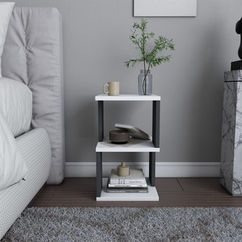 Nočný stolík CARTER biela/antracitová 3