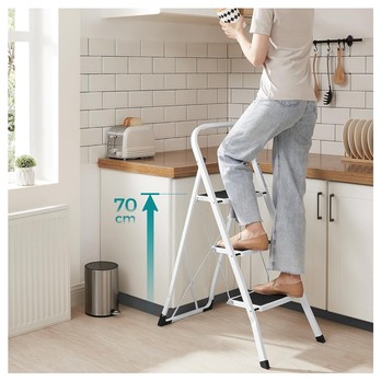 Skladacie schodíky CASA biela/čierna, 3 stupne 3