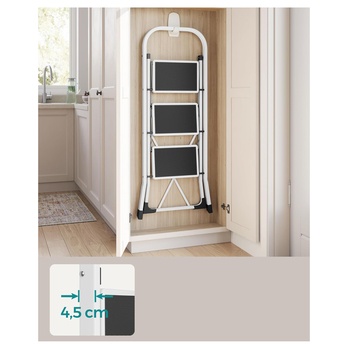 Skladacie schodíky CASA biela/čierna, 3 stupne 2