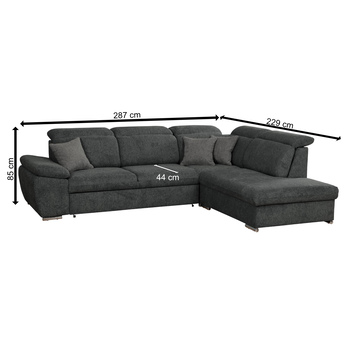 Sedacia súprava CATALINA pravá, tmavosivá 3