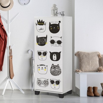 Skrinka na topánky/komoda CATS biela/čierna 1