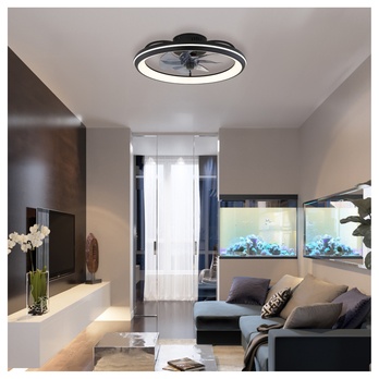Stropné LED svietidlo s ventilátorom CELESTE čierna/dymová 1