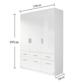 Šatníková skriňa CELIA 3123 biela/biela vysoký lesk 5