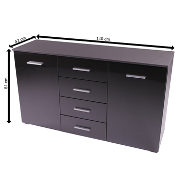 Komoda CELIA 6155 sivá/sivá vysoký lesk 7