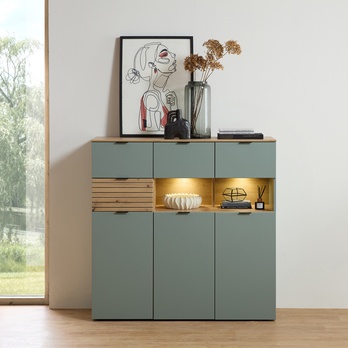 Vitrína CELINA III trstinovozelená/dub artisan 1