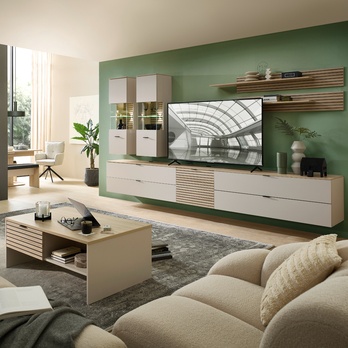 Závesná vitrína CELINA kašmírová/dub riva 1