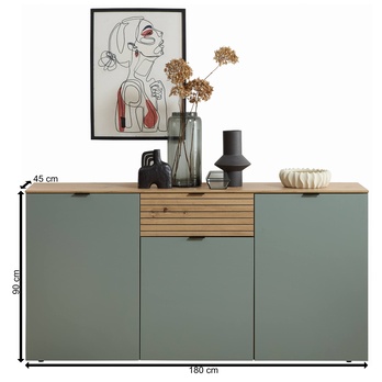 Komoda CELINA trstinovozelená/dub artisan 3