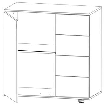 Komoda CHASE biela, 4 zásuvky, 1 dvierka 2