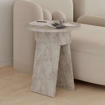 Prístavný stolík CHEN sivý mramor 2