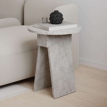 Prístavný stolík CHEN sivý mramor 3
