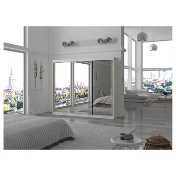 Šatníková skriňa CHENG biela/dub sonoma 3