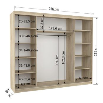Šatníková skriňa CHENG dub sonoma/biela 3