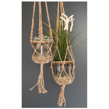 Makramé záves na kvetináč CHINNOA prírodná 1