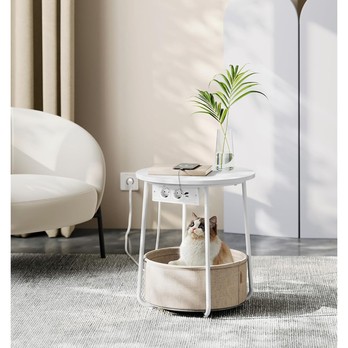 Prístavný stolík CHIP 2 biela/hnedá 1