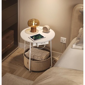 Prístavný stolík CHIP 2 biela/hnedá 2