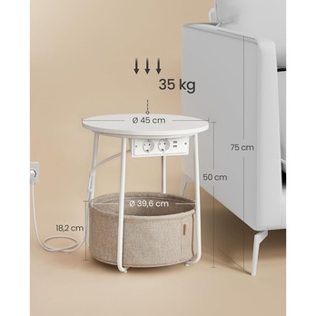 Prístavný stolík CHIP 2 biela/hnedá 4