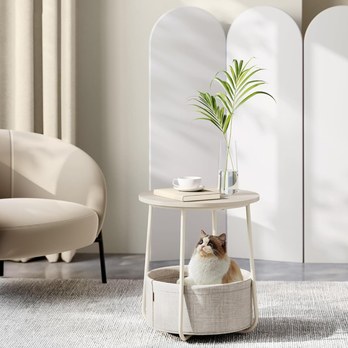 Prístavný stolík CHIP prírodná/biela 1