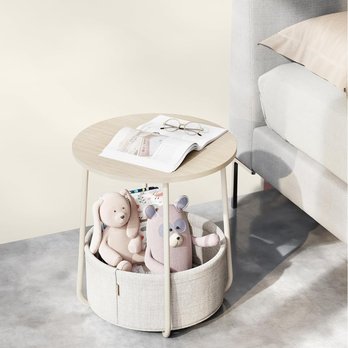 Prístavný stolík CHIP prírodná/biela 5