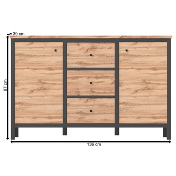 Komoda CHOS III dub taxo/čierna 1