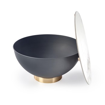 Konferenčný stolík CICALAO biely mramor/čierna/zlatá 1