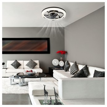 Stropné LED svietidlo s ventilátorom CIRILLA čierna/dymová 1