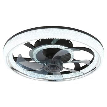 Stropné LED svietidlo s ventilátorom CIRILLA čierna/dymová 3