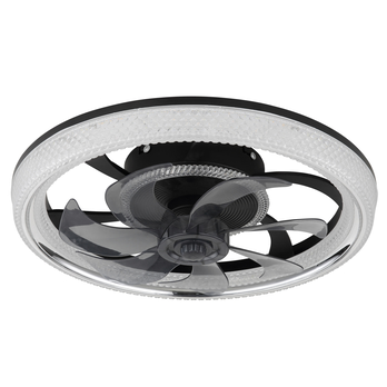 Stropné LED svietidlo s ventilátorom CIRILLA čierna/dymová 4
