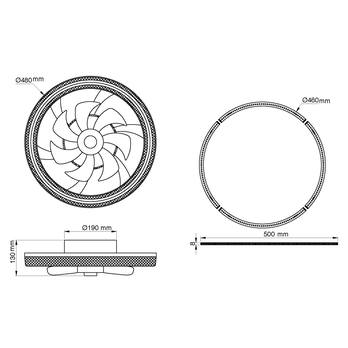 Stropné LED svietidlo s ventilátorom CIRILLA čierna/dymová 6