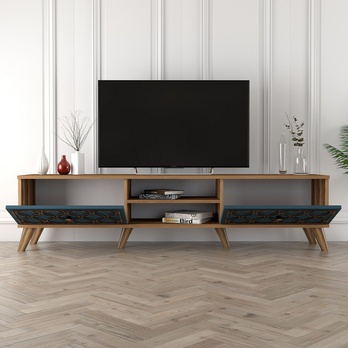 TV komoda CLASS orech/modrá 2