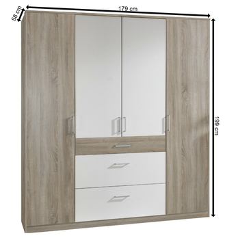 Šatníková skriňa CLICK 626 dub sägerau/biela 3