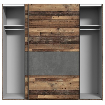 Šatníková skriňa CLIF staré drevo/betón, šírka 220 cm 1