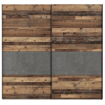 Šatníková skriňa CLIF staré drevo/betón, šírka 220 cm 2