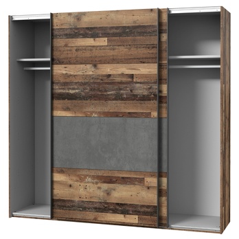 Šatníková skriňa CLIF staré drevo/betón, šírka 220 cm 3