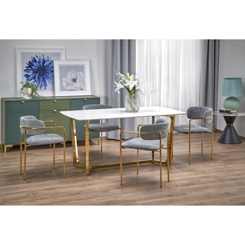 Jedálenský stôl CLIMINTI biely mramor/zlatá 1