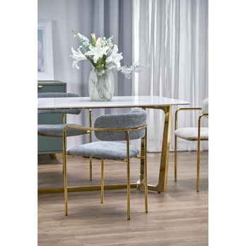 Jedálenský stôl CLIMINTI biely mramor/zlatá 11