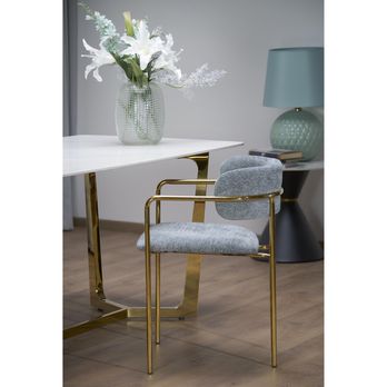 Jedálenský stôl CLIMINTI biely mramor/zlatá 12