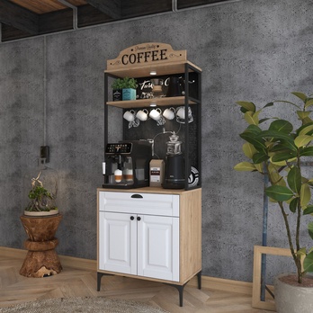 Kávový kútik COFFEE orech/biela 4