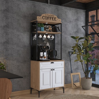 Kávový kútik COFFEE orech/biela 5