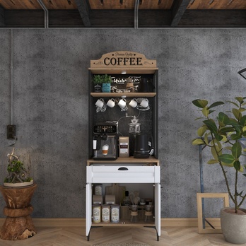 Kávový kútik COFFEE orech/biela 6