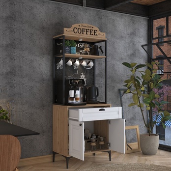Kávový kútik COFFEE orech/biela 7