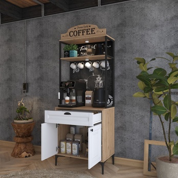 Kávový kútik COFFEE orech/biela 8
